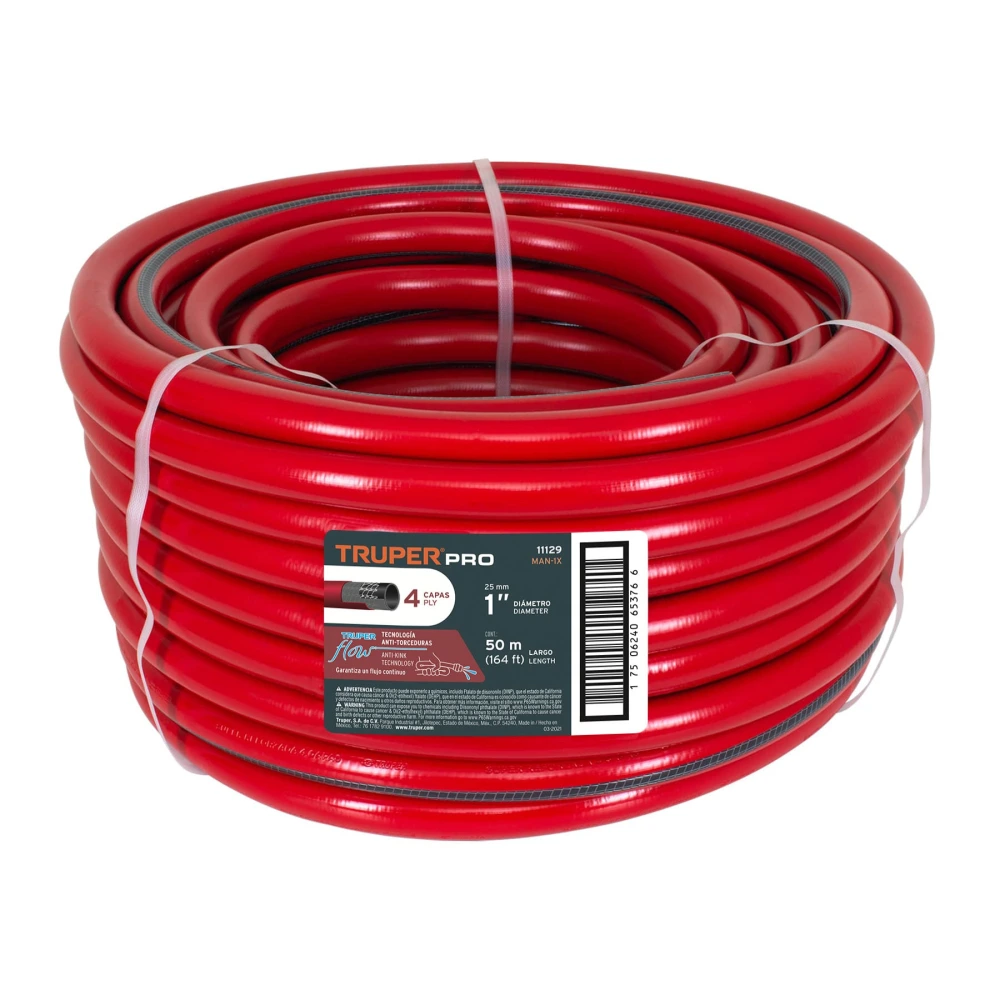 [MAN-1X] 11129 METRO DE MANGUERA 1' 4 CAPAS EN ROLLO DE 50 M, TRUPER