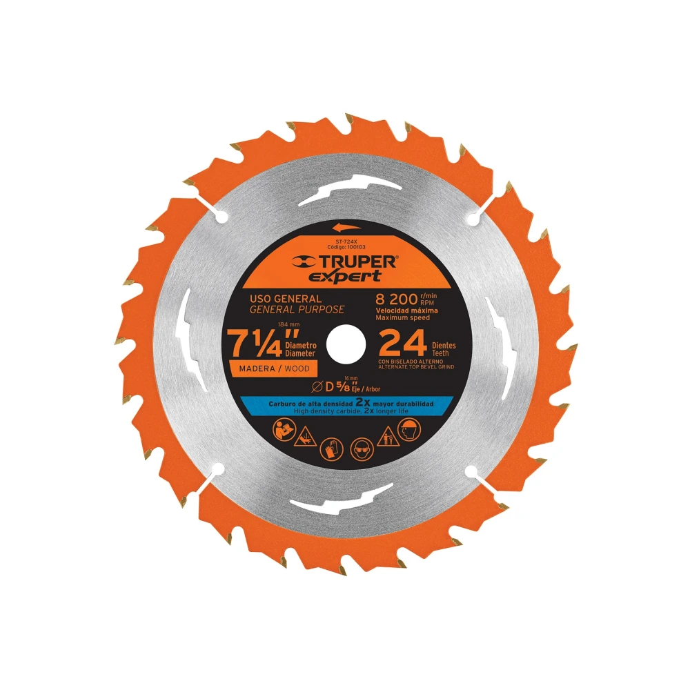 [ST-724X] 100103 DISCO SIERRA 7-1/4' P/MADERA, 24 DIENTES CENTRO 5/8', EXPERT