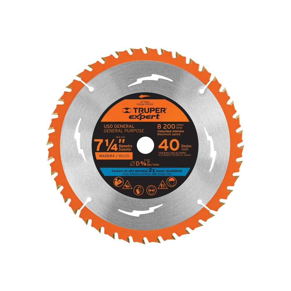 [ST-740X] 100104 DISCO SIERRA 7-1/4' P/MADERA, 40 DIENTES CENTRO 5/8', EXPERT