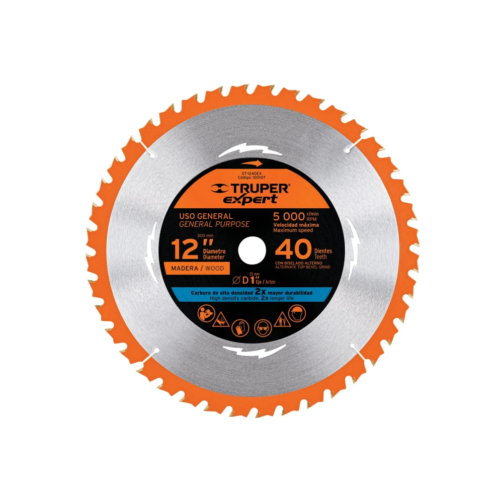 [ST-1240EX] 100107 DISCO SIERRA 12' PARA MADERA, 40 DIENTES CENTRO 1', EXPERT