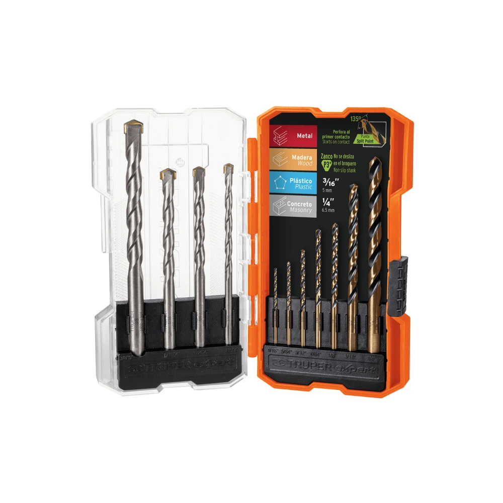 [JBAC-11] 11335 JUEGO DE 11 BROCAS PARA METAL Y CONCRETO EN ESTUCHE, TRUPER