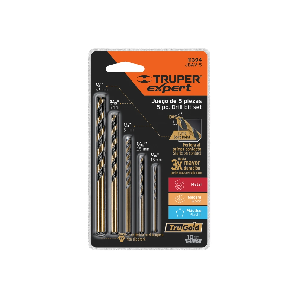 [JBAV-5] 11394 JUEGO DE 5 BROCAS HSS PARA METAL, TRUPER EXPERT