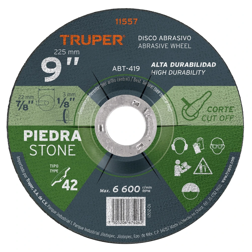 [ABT-419] 11557 DISCO TIPO 42 DE 9' X 3.2 MM PARA CORTE DE PIEDRA, TRUPER