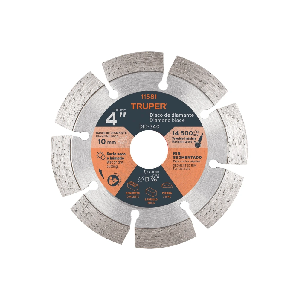 [DID-340] 11581 DISCO DE DIAMANTE DE 4' X 2.1 MM, RIN SEGMENTADO, TRUPER