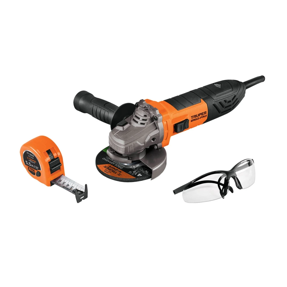 100250 COMBO ESMERILADORA 4-1/2', 850W,LENTES Y FLEXÓMETRO,ERGO-PRO