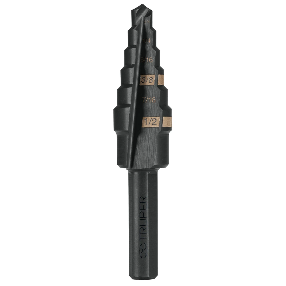 [BES-6] 12120 BROCA ESCALONADA ÓXIDO NEGRO 6 ESCALONES 3/16' A 1/2',TRUPER
