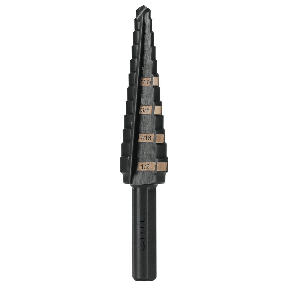 [BES-13] 12122 BROCA ESCALONADA ÓXIDO NEGRO 13 ESCALONES 1/8' A 1/2',TRUPER