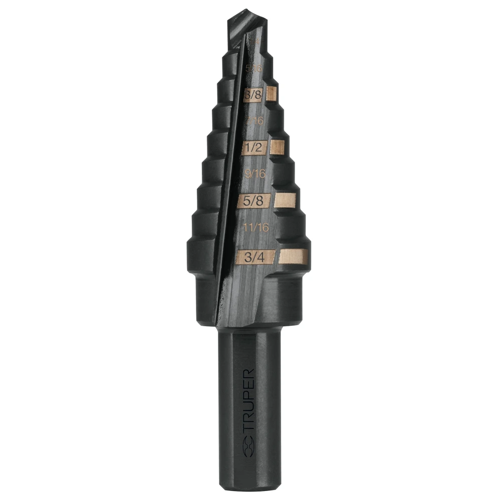 [BES-9] 12123 BROCA ESCALONADA ÓXIDO NEGRO 9 ESCALONES 1/4' A 3/4', TRUPER