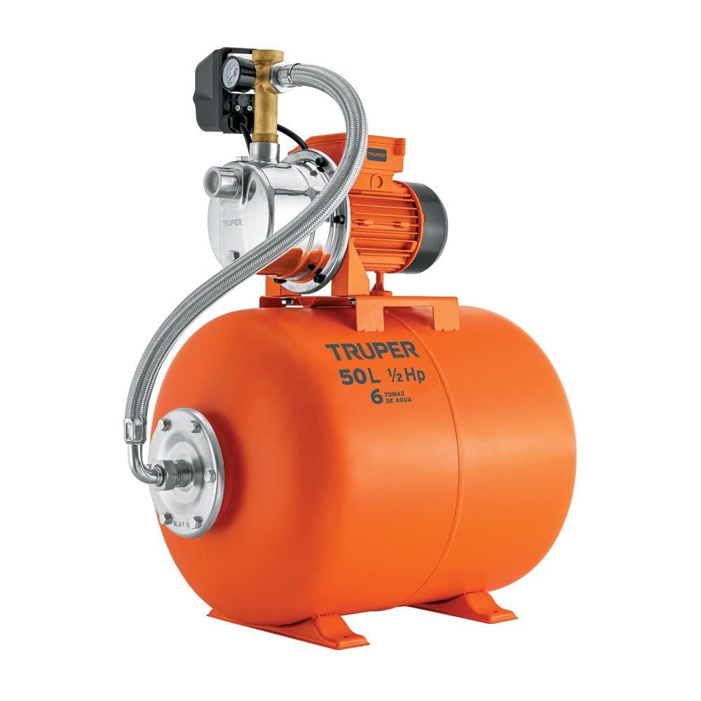 [HIDR-1/2X50] 12254 EQUIPO HIDRONEUMÁTICO 50L, JET INOXIDABLE 1/2 HP, TRUPER