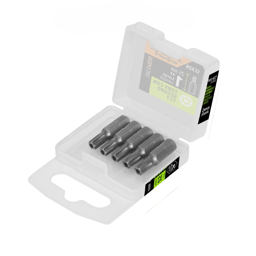 [PUDE-6127] 12328 ESTUCHE CON 5 PUNTAS TORX T27 CON SEGURO LARGO 1', EXPERT