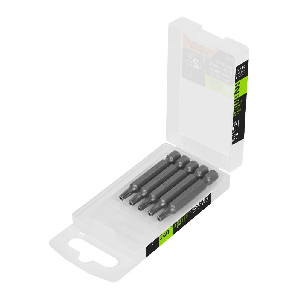 [PUDE-6220] 12360 ESTUCHE CON 5 PUNTAS TORX T20 CON SEGURO LARGO 2', EXPERT