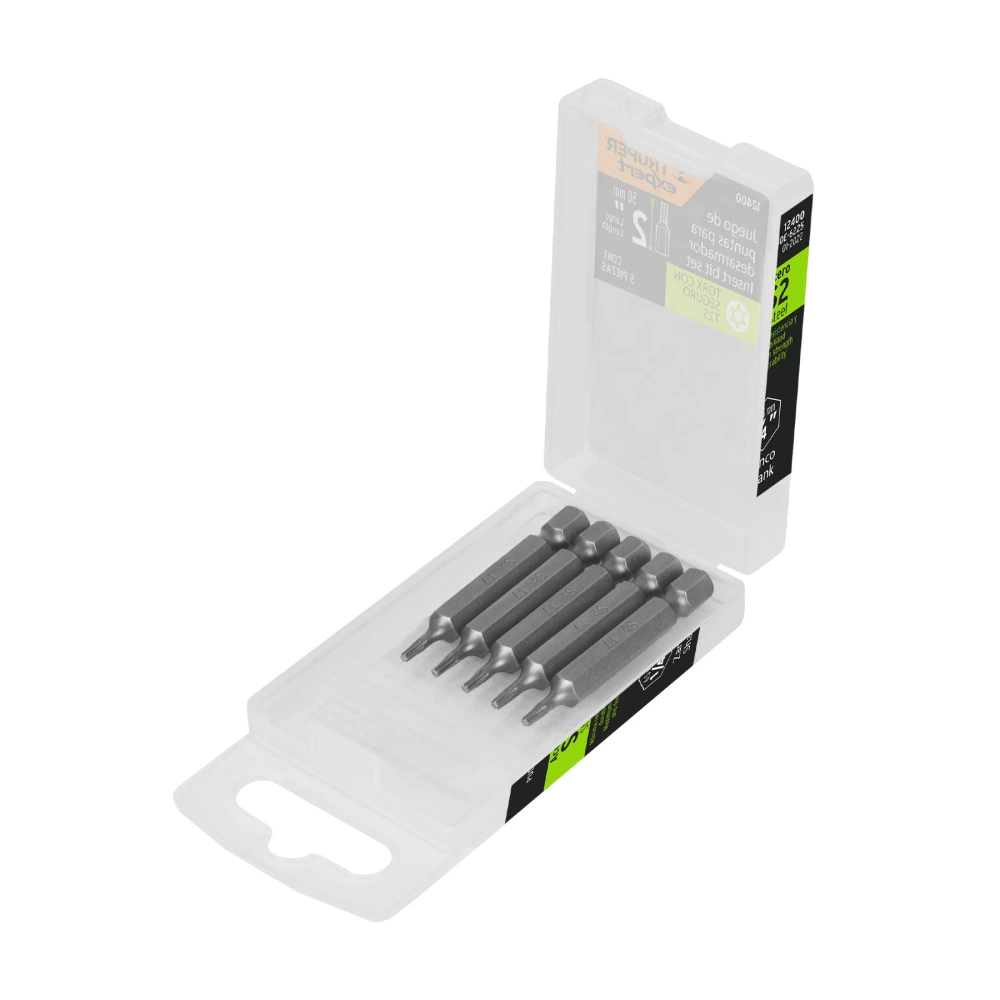 [PUDE-6225] 12400 ESTUCHE CON 5 PUNTAS TORX T25 CON SEGURO LARGO 2', EXPERT