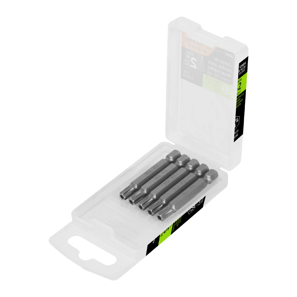 [PUDE-6230] 12484 ESTUCHE CON 5 PUNTAS TORX T30 CON SEGURO LARGO 2', EXPERT