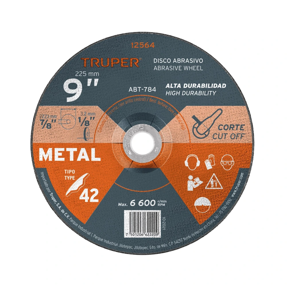 [ABT-784] 12564 DISCO TIPO 42 DE 9' X 3.2 MM PARA CORTE DE METAL, TRUPER