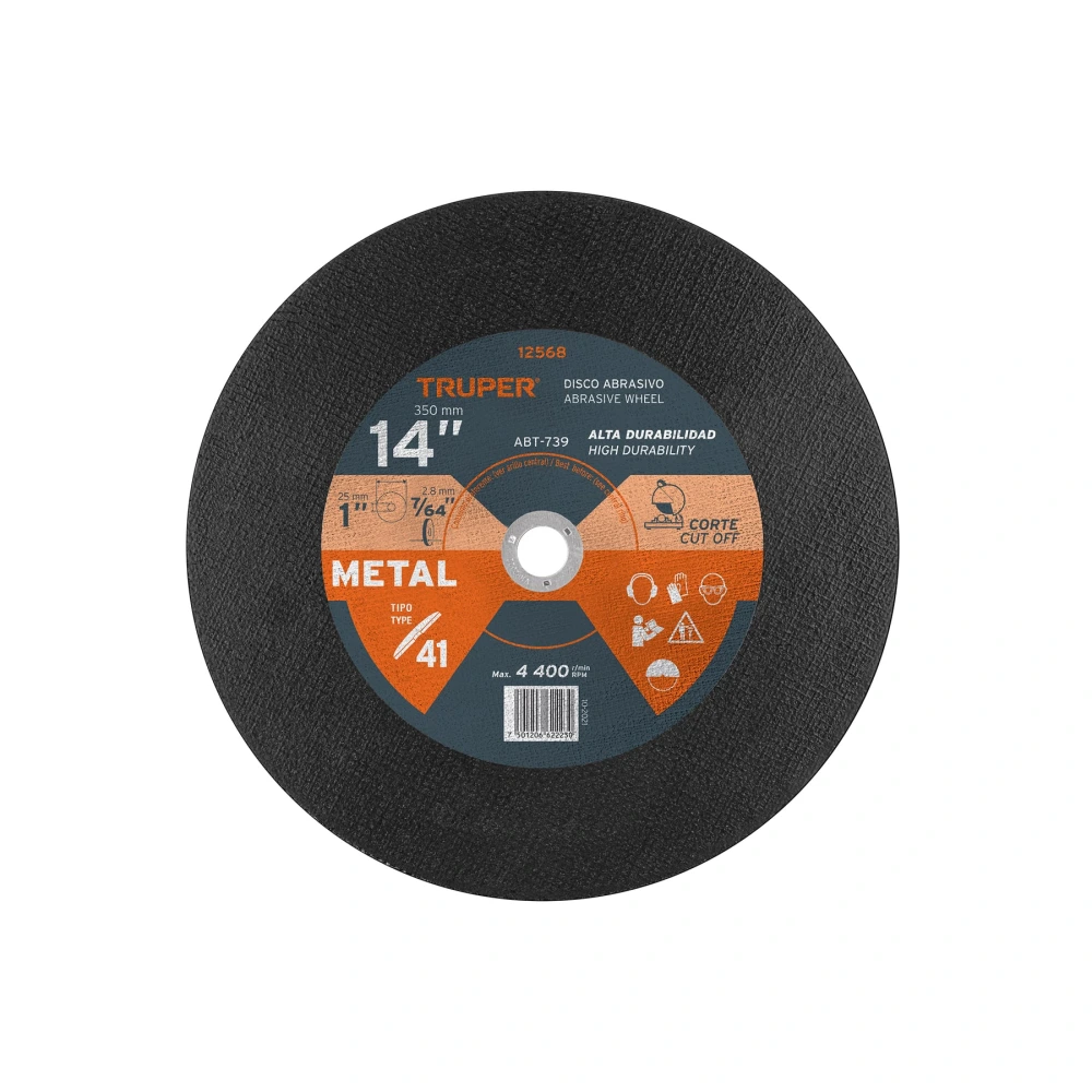 [ABT-739] 12568 DISCO TIPO 41 DE 14' X 3.1 MM PARA CORTE DE METAL, TRUPER