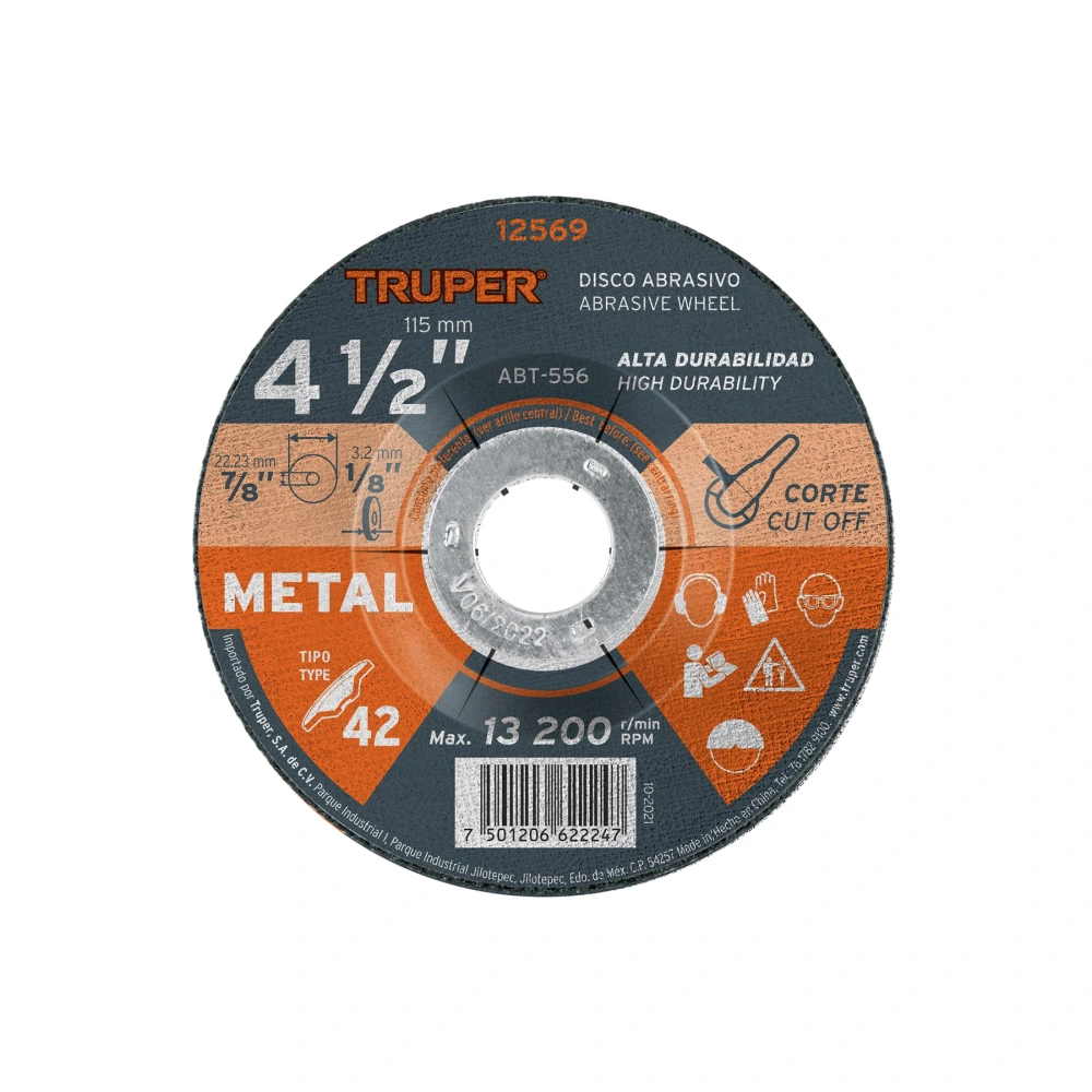 [ABT-556] 12569 DISCO TIPO 42 DE 4-1/2' X 3.2 MM PARA CORTE DE METAL, TRUPER