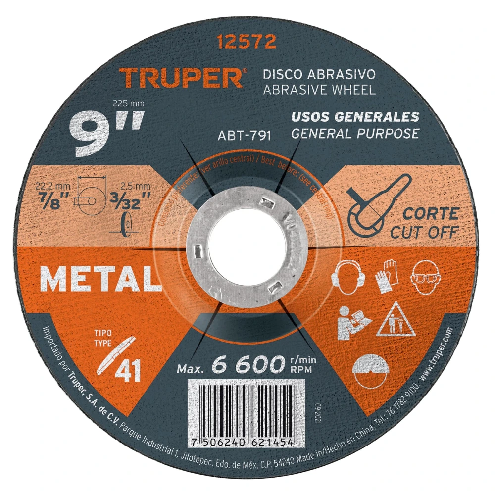 [ABT-791] 12572 DISCO DE 9' PARA CORTE DE METAL, TIPO 41, TRUPER