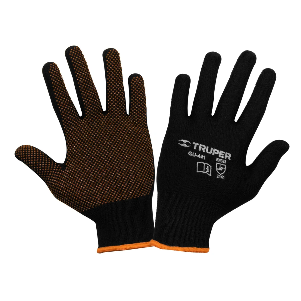 [GU-441] 12650 GUANTES DE POLIÉSTER CON PUNTOS DE PVC EN PALMA, CH, TRUPER