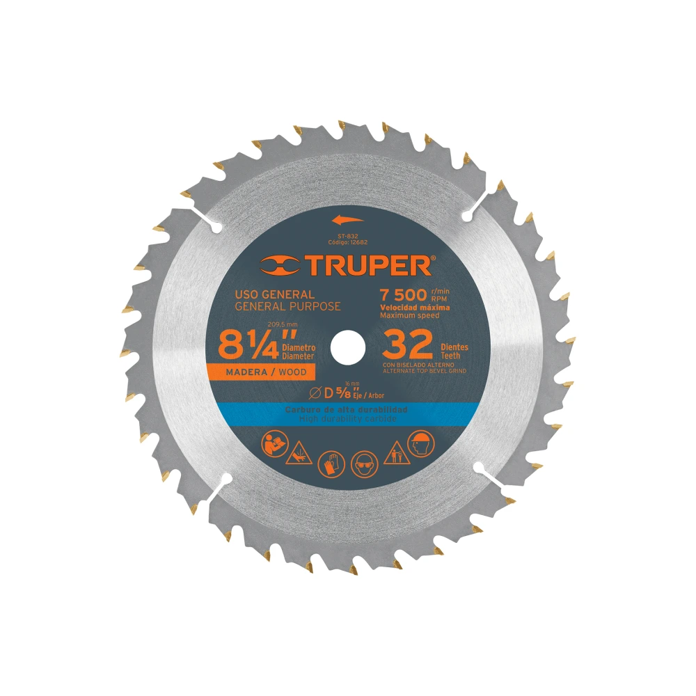 [ST-832] 12682 DISCO SIERRA 8-1/4' PARA MADERA, 32 DIENTES CENTRO 5/8'