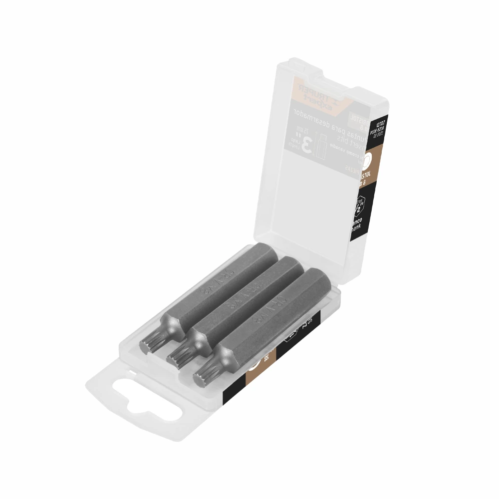 [PUDE-8208] 12707 ESTUCHE CON 3 PUNTAS BRISTOL M8 LARGO 3', TRUPER EXPERT