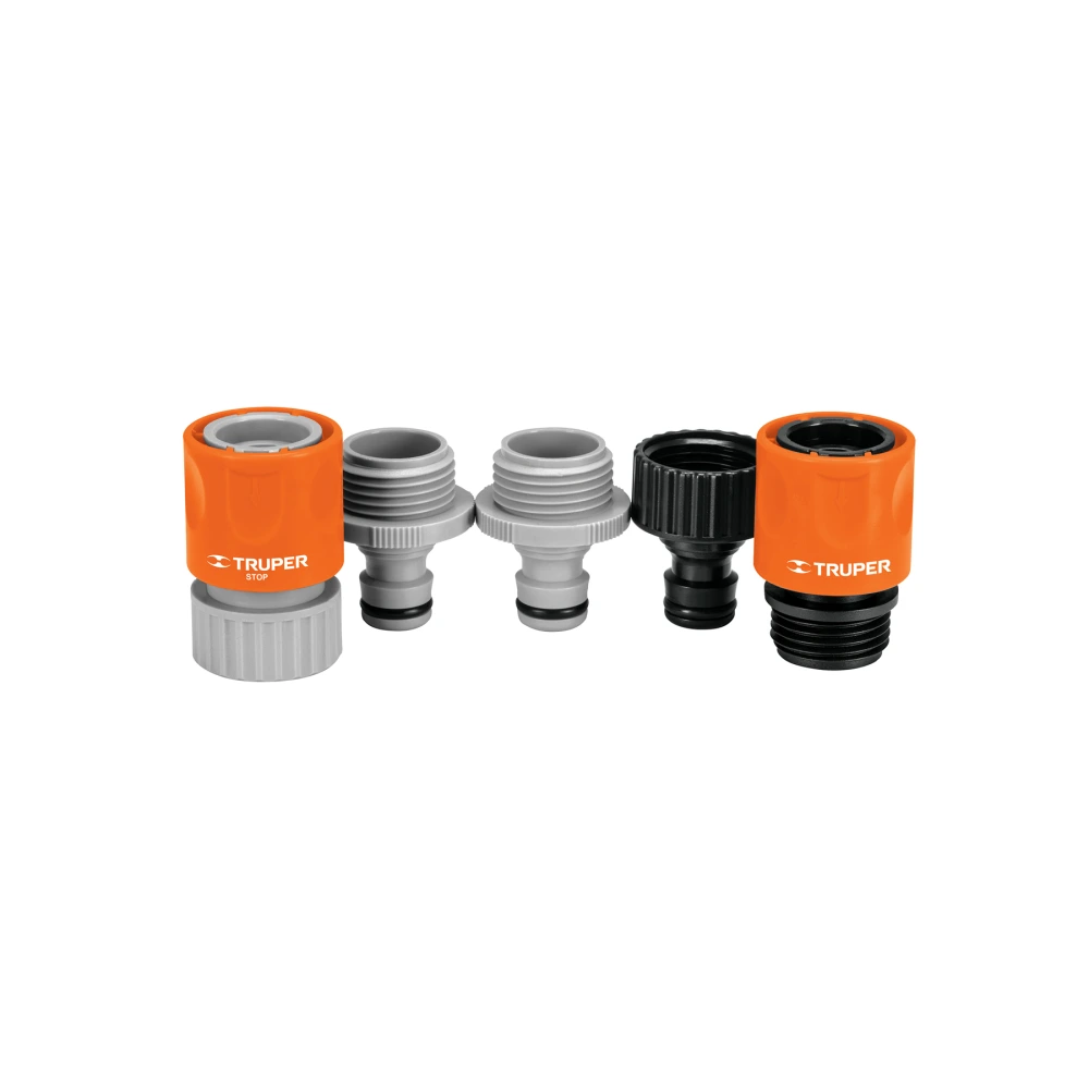 [CLICK-SET] 12728 JUEGO DE 5 CONECTORES 3/4' RÁPIDOS DE ABS, SISTEMA CLICK