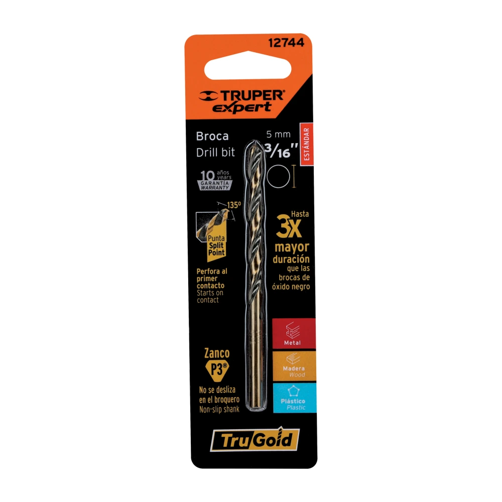 [BAV-3/16-B] 12744 BROCA HSS 3/16' TRUGOLD PARA METAL EN BLÍSTER, EXPERT