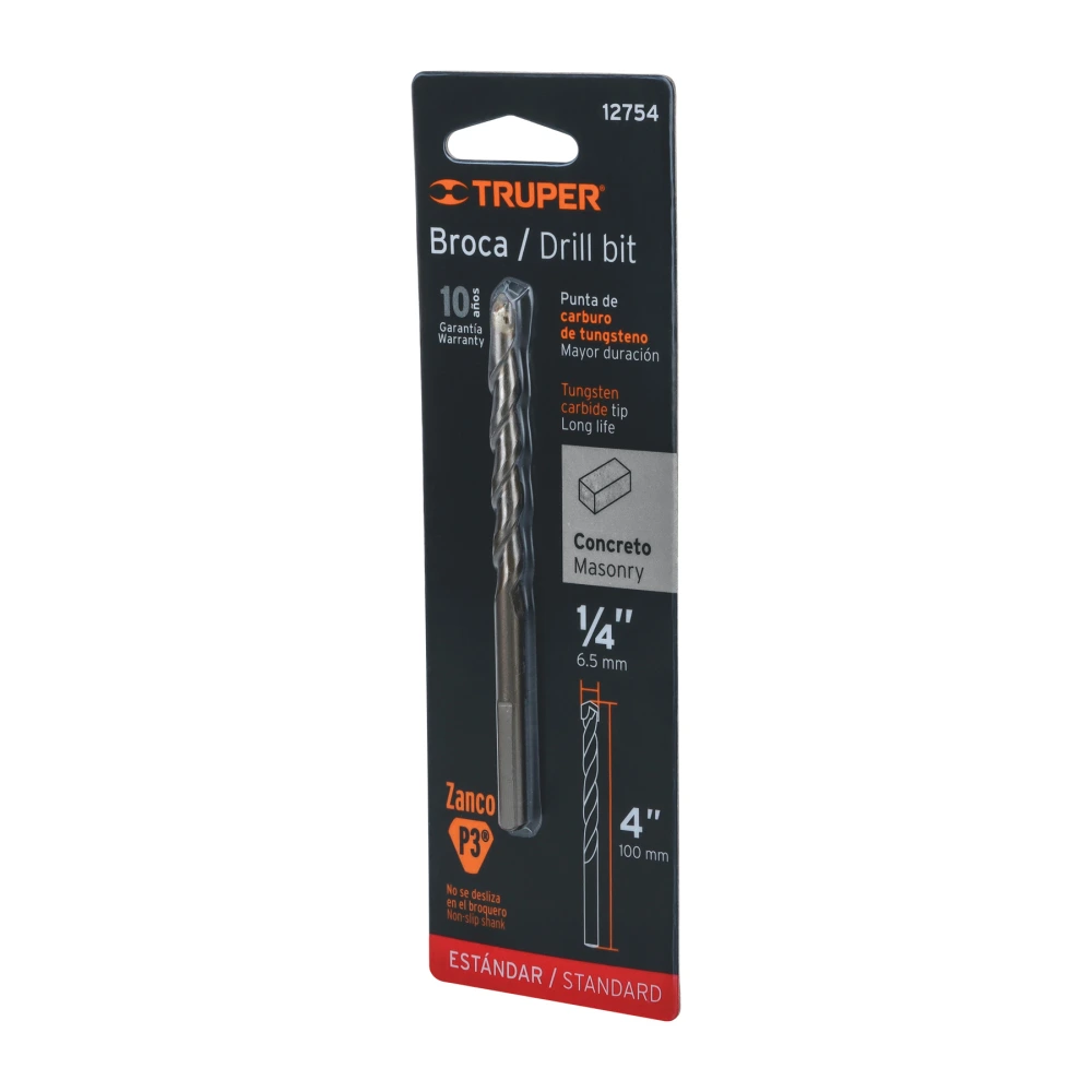 [BCT-1/4X4-B] 12754 BROCA PARA CONCRETO DE 1/4 X 4' EN BLÍSTER, TRUPER
