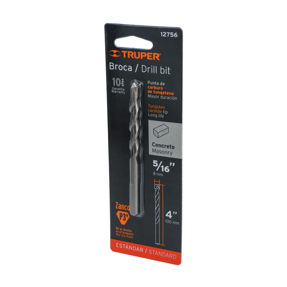 [BCT-5/16X4-B] 12756 BROCA PARA CONCRETO DE 5/16 X 4' EN BLÍSTER, TRUPER