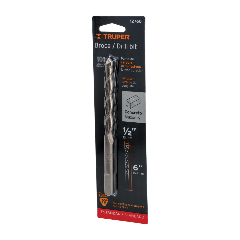 [BCT-1/2X6-B] 12760 BROCA PARA CONCRETO DE 1/2 X 6' EN BLÍSTER, TRUPER