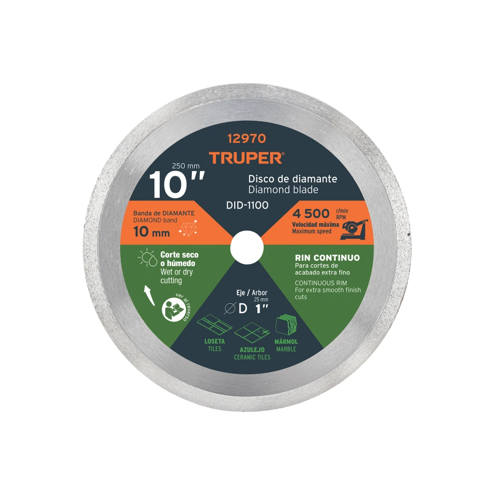 [DID-1100] 12970 DISCO DE DIAMANTE DE 10' X 2.2 MM, RIN CONTINUO, TRUPER