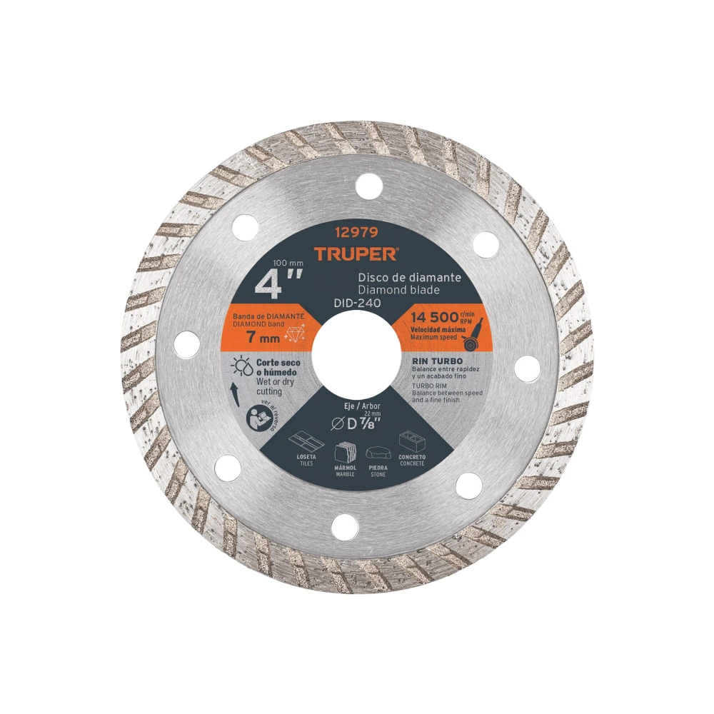 [DID-240] 12979 DISCO DE DIAMANTE DE 4' X 2.2 MM, RIN TURBO, TRUPER