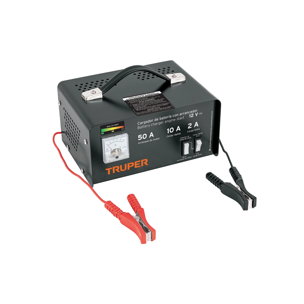[CARBA-50] 13027 CARGADOR DE BATERÍAS 10 A, ARRANCADOR DE 50A, 12V, TRUPER