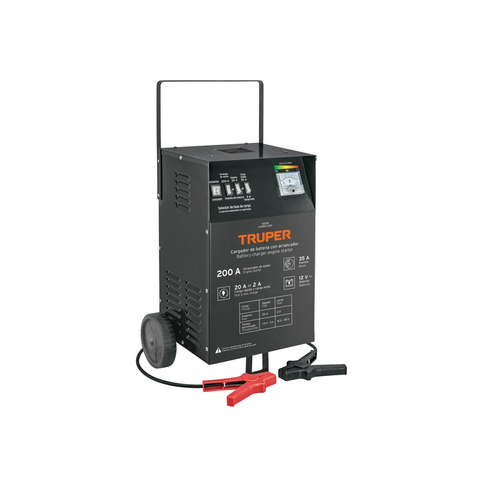 [CARBA-200] 13029 CARGADOR DE BATERÍAS 35 A, ARRANCADOR DE 200A, 12V, TRUPER