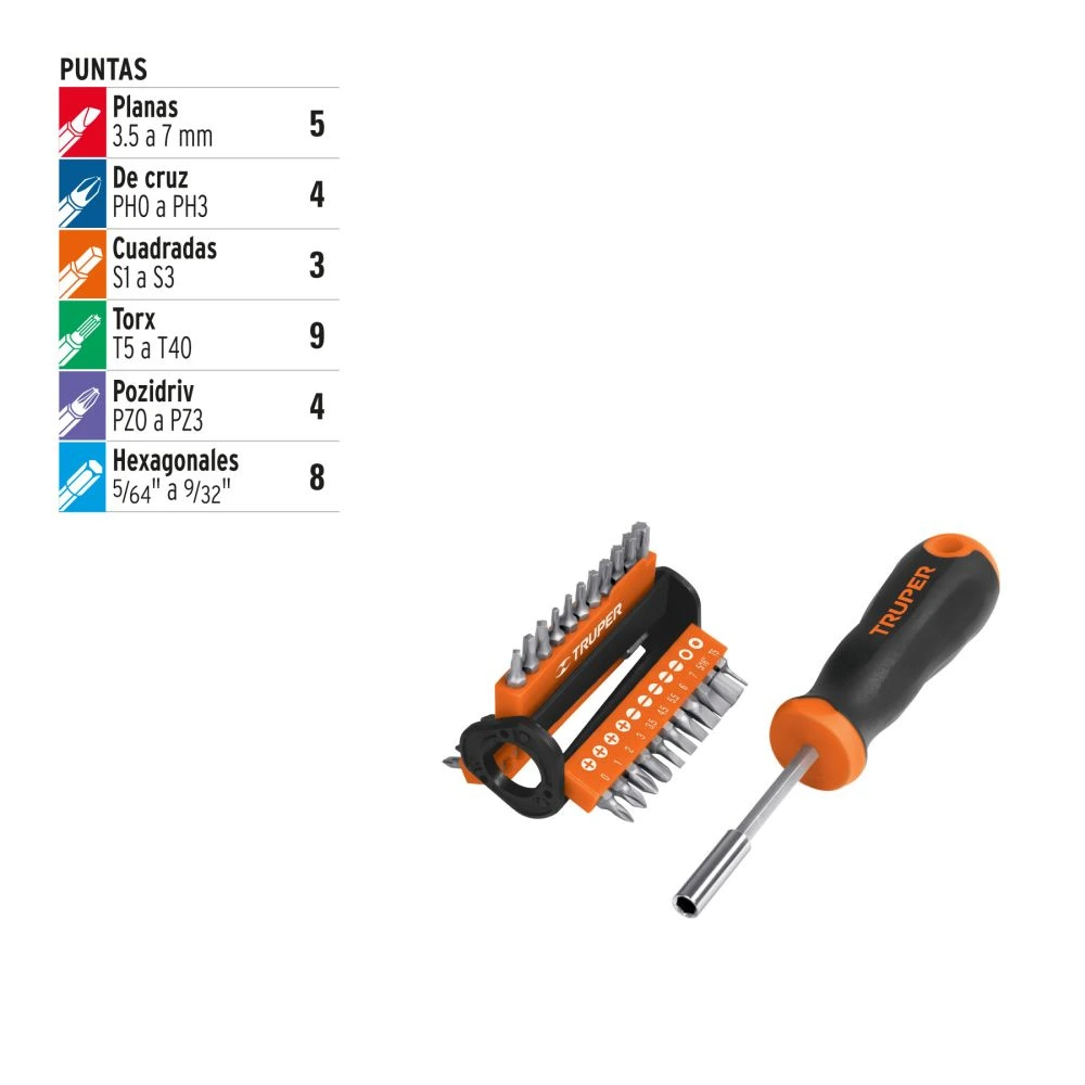 [DMP-33] 13595 DESARMADOR MULTIPUNTA CON 33 PUNTAS, TRUPER