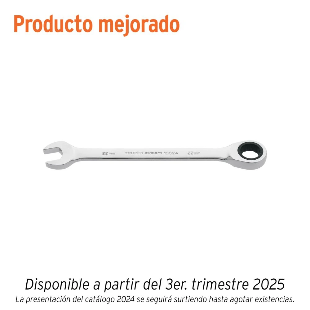 [LL-2022MX] 13624 LLAVE COMBINADA CON MATRACA 22 MM X 279 MM LARGO, EXPERT