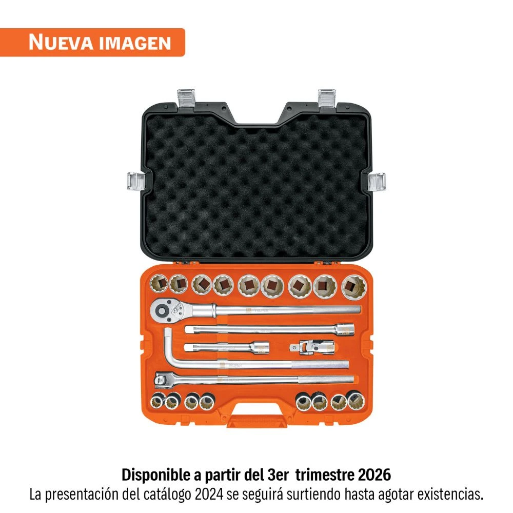 [JD-3/4X24M] 13874 JUEGO DE 23 HERRAMIENTAS CUADRO 3/4' MM PARA MECÁNICO