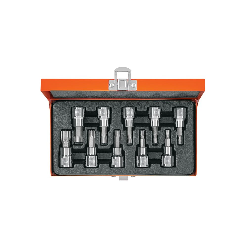 [JPT-3/8X10] 13976 JUEGO DE 10 DADOS CUADRO 3/8' PUNTA TORX, ESTUCHE METÁLICO