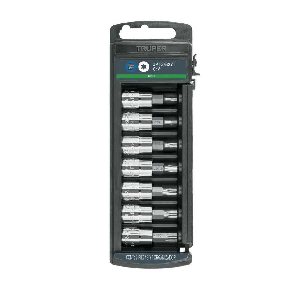 [JPT-3/8X7T] 14171 JUEGO DE 7 DADOS CUADRO 3/8' PUNTA TORX, TRUPER