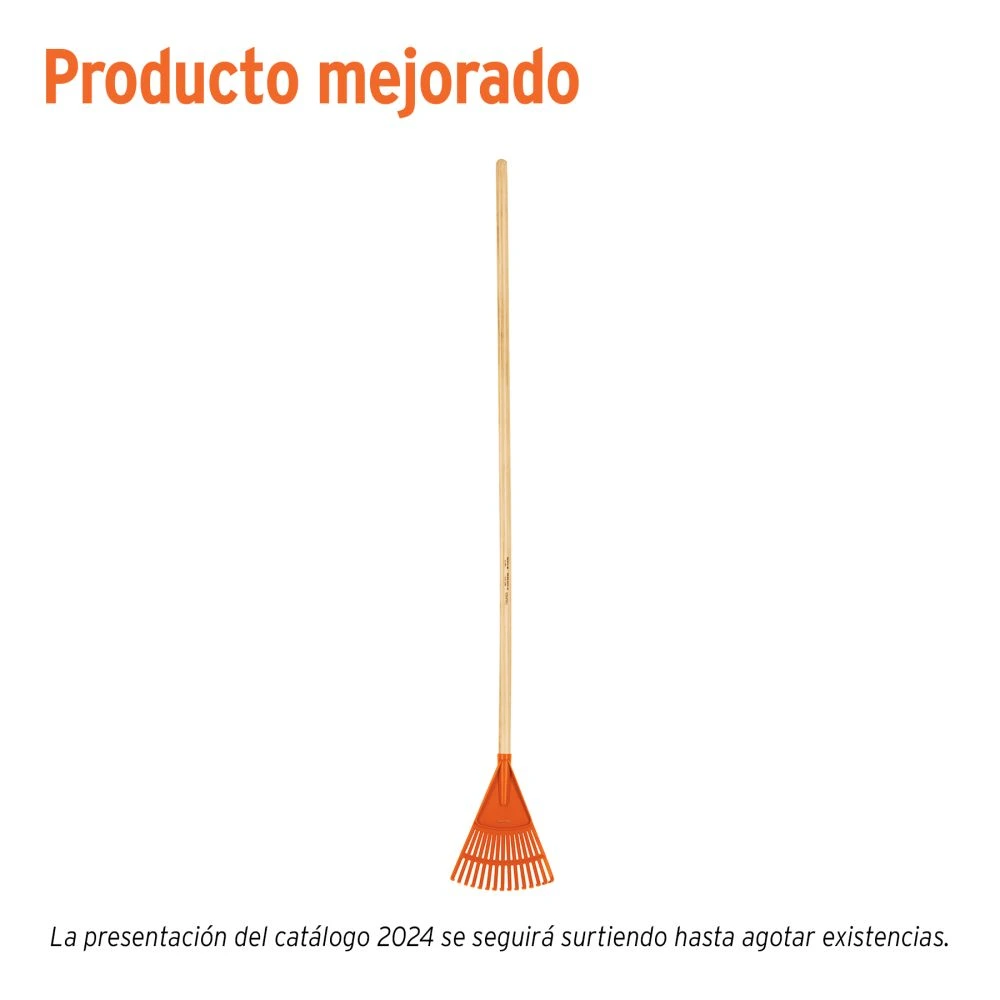 [EP-15] 14345 ESCOBA PLÁSTICA PARA JARDÍN, RÍGIDA, 15 DIENTES, MANGO 48'