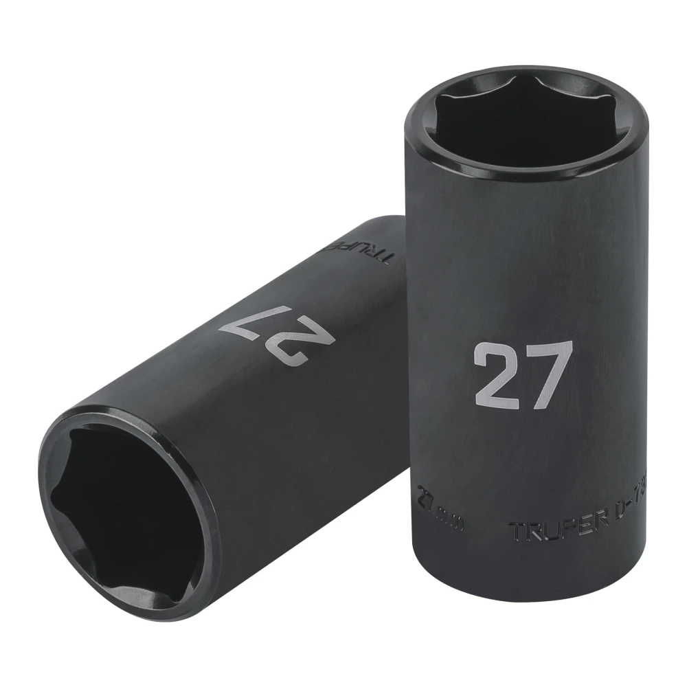 100926 DADO LARGO IMPACTO DE 27 MM, 6 PUNTAS, CUADRO 1/2', TRUPER