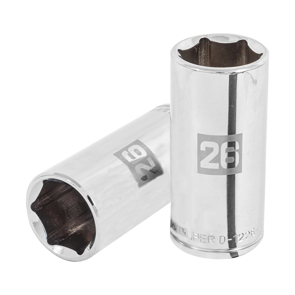 [D-1226-ML] 101014 DADO LARGO DE 26 MM, 6 PUNTAS, CUADRO 1/2', TRUPER