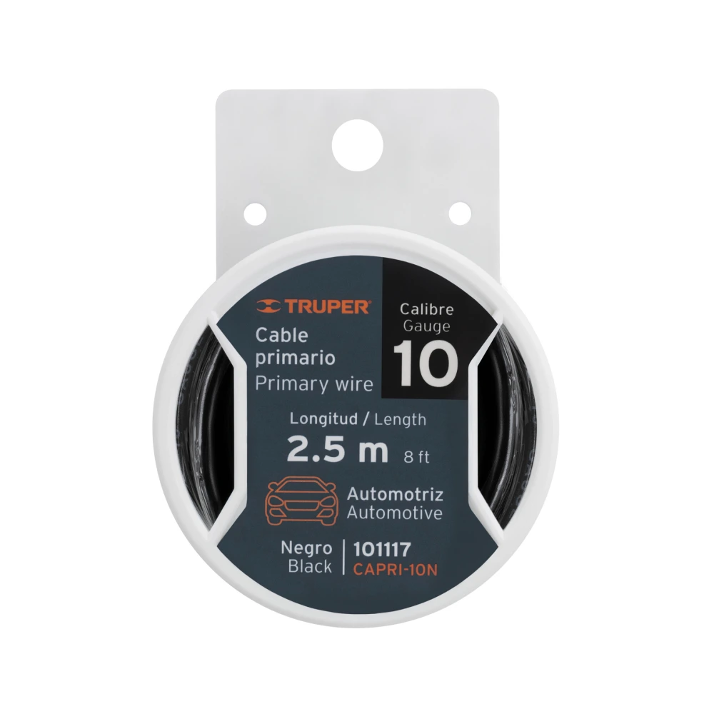 [CAPRI-10N] 101117 CARRETE CON 2.5 M DE CABLE PRIMARIO NEGRO CALIBRE 10, TRUPER