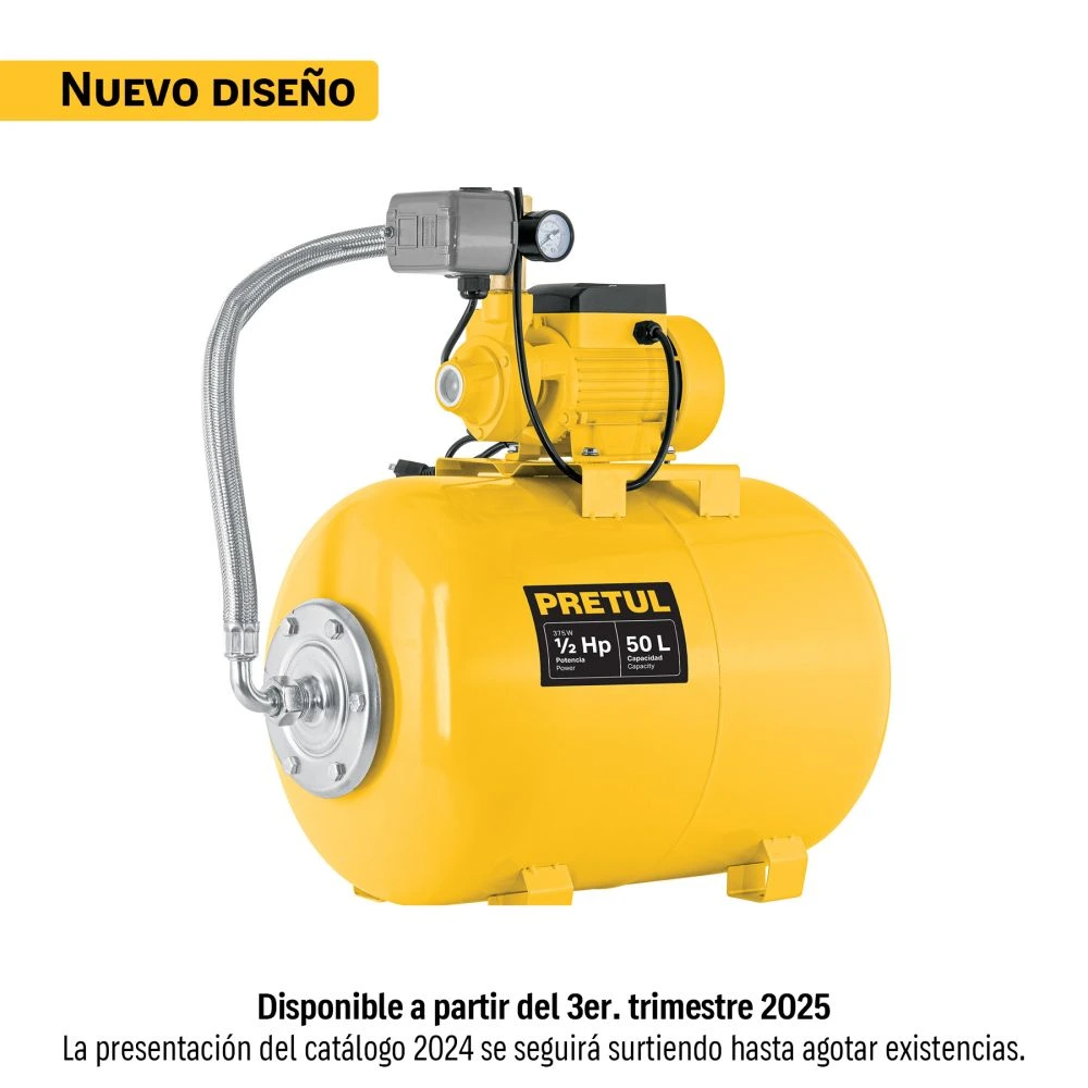 20184 EQUIPO HIDRONEUMÁTICO 50L, BOMBA PERIFÉRICA 1/2 HP, PRETUL