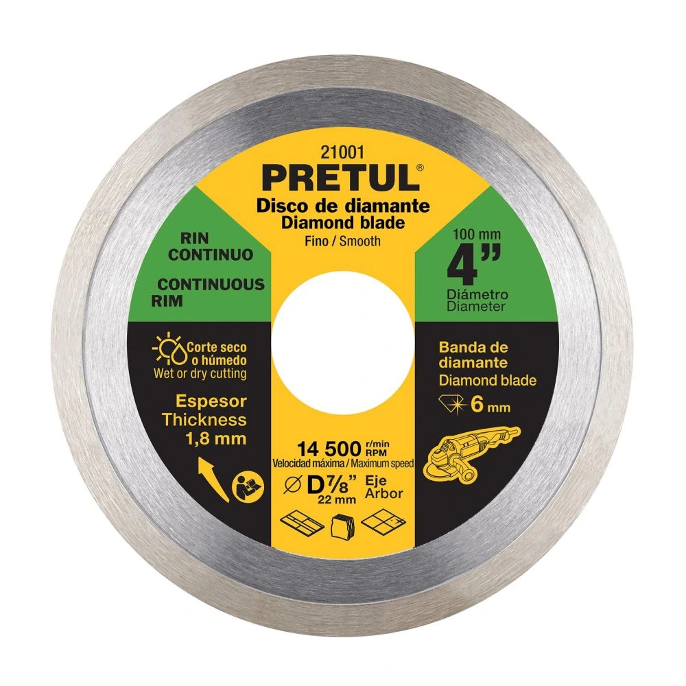 21001 DISCO DE DIAMANTE DE 4' X 1.8 MM, RIN CONTINUO, PRETUL