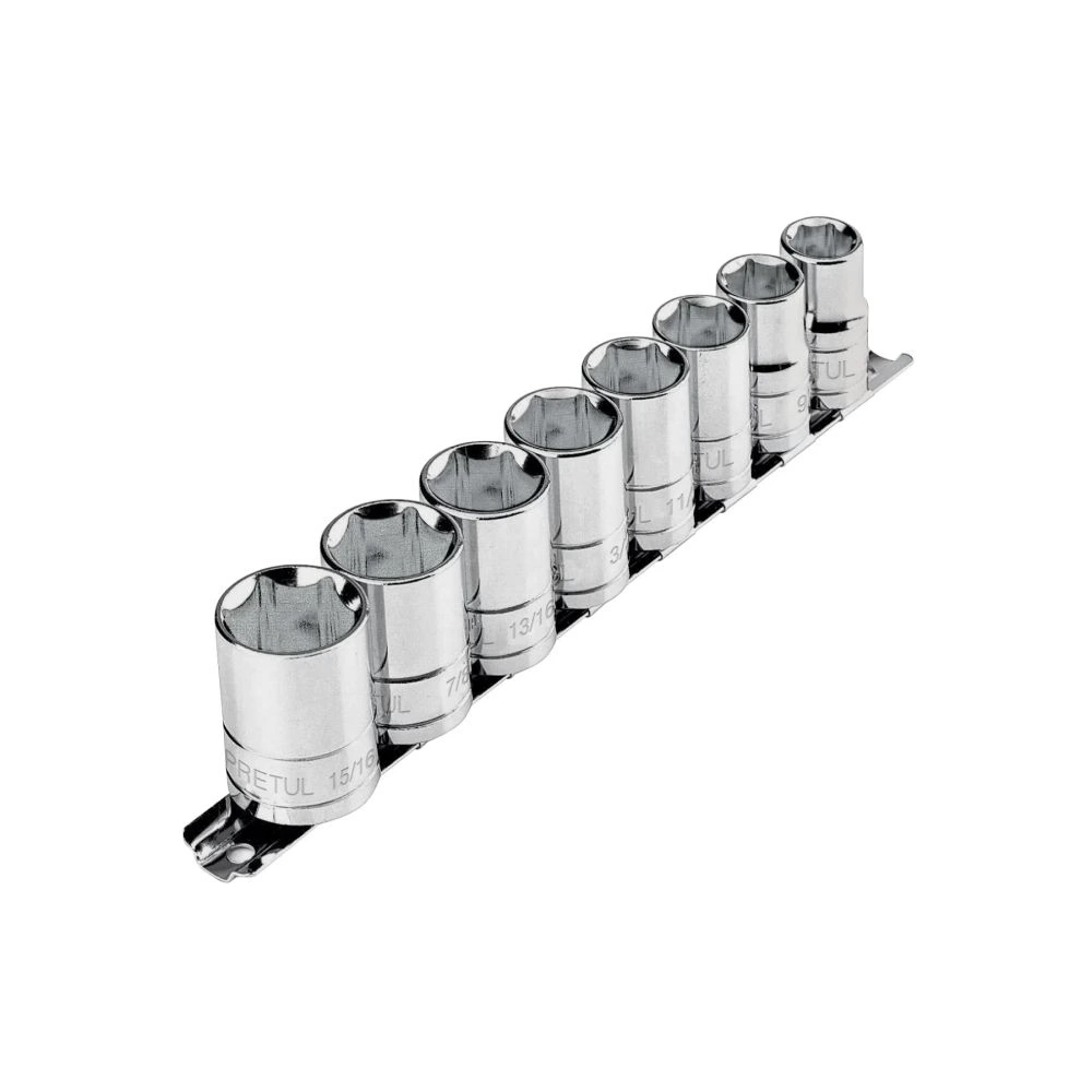 [JD-1/2X9SAE-P] 21170 JUEGO DE 8 DADOS CUADRO 1/2' STD, PRETUL