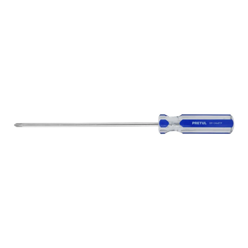 21475 DESARMADOR DE CRUZ 1/4 X 8' MANGO DE PVC, PRETUL