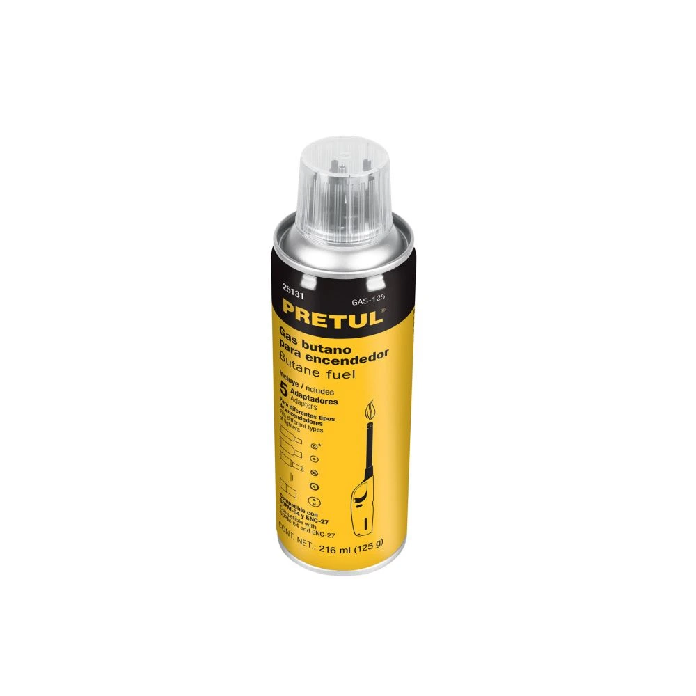 [GAS-125] 25131 LATA DE GAS BUTANO PARA ENCENDEDOR, 125 G, PRETUL