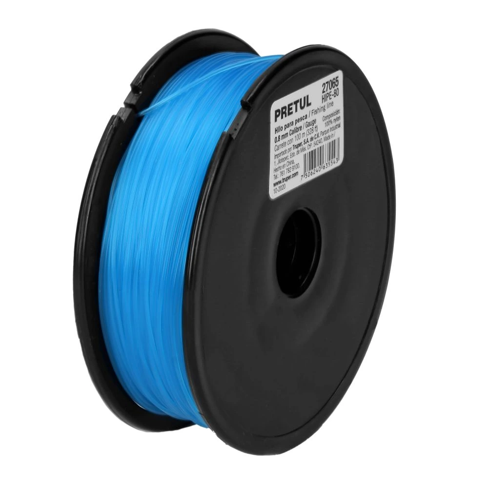 27065 CARRETE CON 100 M DE HILO PARA PESCA AZUL CALIBRE 0.80 MM