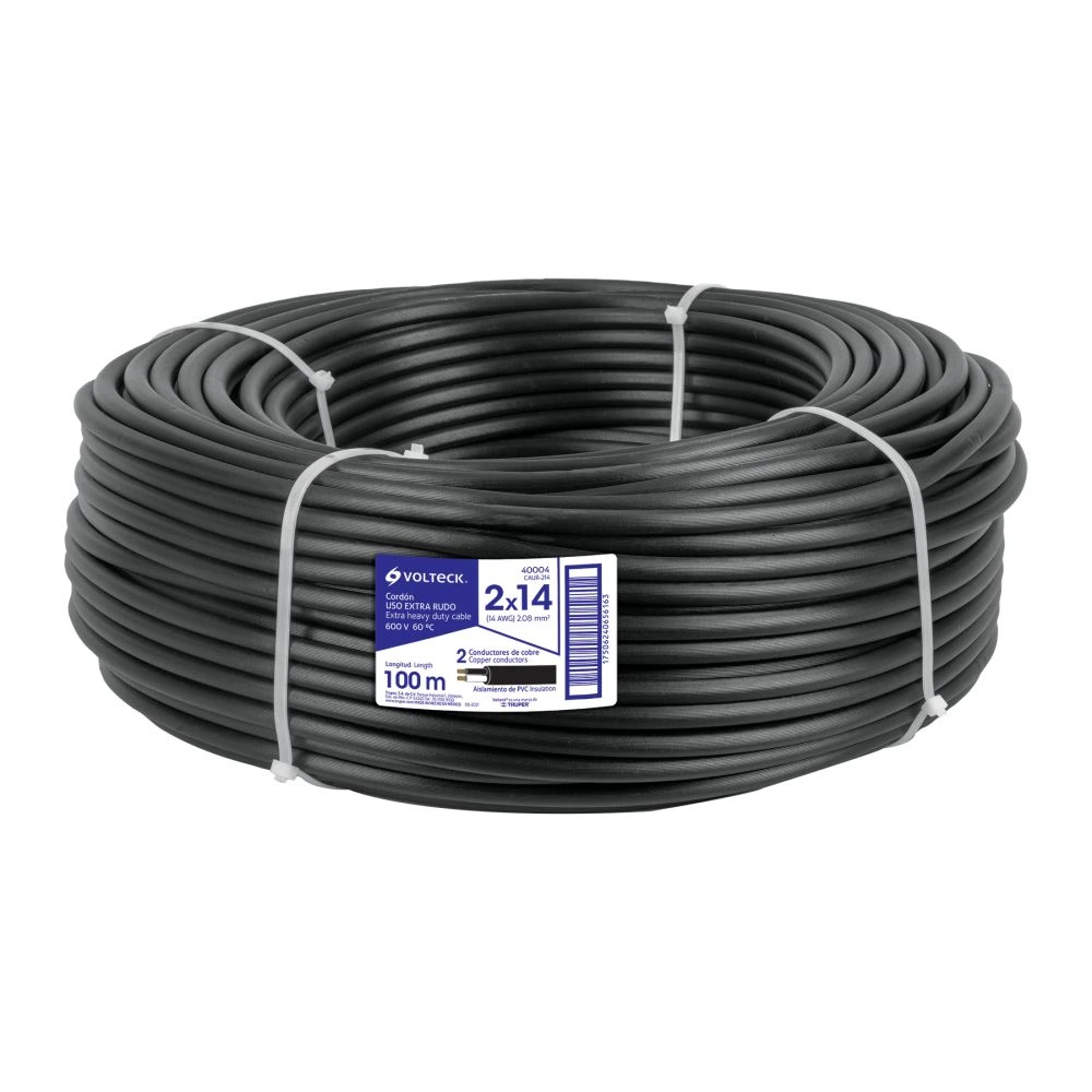 [CAUR-214] 40004 METRO DE CABLE USO EXTRA RUDO 2 X 14 AWG EN ROLLO DE 100 M