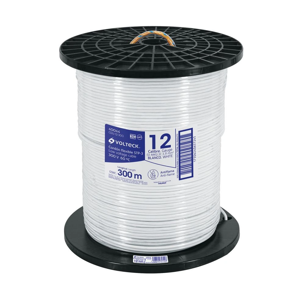40044 METRO DE CORDÓN DÚPLEX FLEXIBLE SPT 12 AWG EN CARRETE 300 M